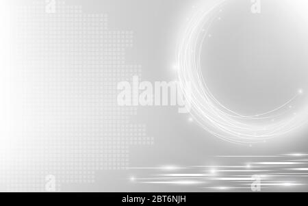 Abstract circles gray and white geometric structure elements various technology background, Digital communication various network system computer desi Stock Vector