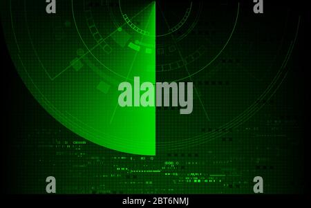 Radar scan searching concept abstract technology background, Digital communication various network system computer design. Stock Vector