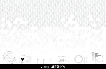 Gray hexagon background digital structure elements technology communication network design, Abstract futuristic energy science system. Stock Vector