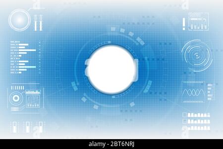 Abstract digital structure elements technology communication network design, Blue and white background futuristic energy science system. Stock Vector