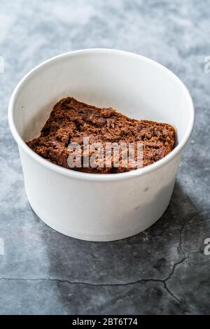 Take Away Healthy Organic Homemade Vegan Dessert Mexican Brownie with Kidney Beans. Gluten Free and No Sugar Free in Plastic Box Package Container. Re Stock Photo