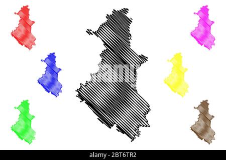 Angarsk City (Russian Federation, Russia, Irkutsk Oblast) map vector illustration, scribble sketch City of Angarsk map Stock Vector