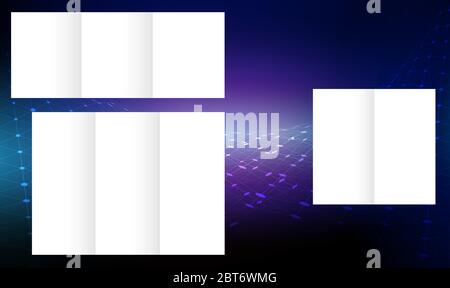 mock up illustration of single and multi fold brochure on abstract background Stock Vector