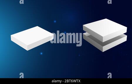 mock up illustration of pizza box on abstract background Stock Vector