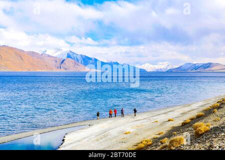 Pangong lake located in Ladakh, India. Stock Photo
