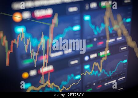 candlestick graph focus gap on graph,Business and financial concept Stock Photo