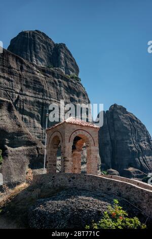 Impressions of Agios Nikolaos Anapafsas Monastery at the complex of Meteora monasteries in Greece Stock Photo