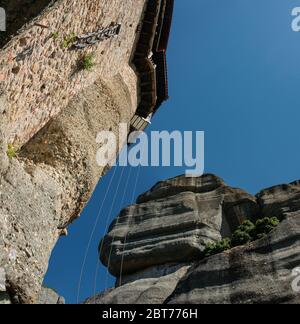 Impressions of Agios Nikolaos Anapafsas Monastery at the complex of Meteora monasteries in Greece Stock Photo