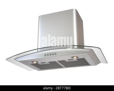 Kitchen exhaust hood isolated on white. 3d illustration Stock Photo