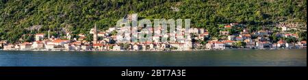 Panoramic View of Perast in Boka Kotor Bay in Montenegro Stock Photo