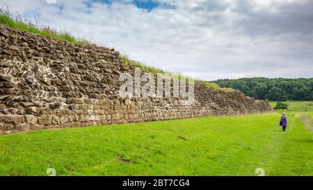 The fortified west wall of Venta Silurum Roman Town at Caerwent, Wales Stock Photo