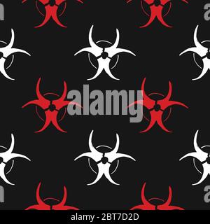 Biohazard symbol Seamless Pattern, Hand Drawn icon background. Vector ...