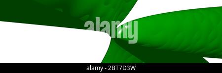 Ultra wide  3D abstract background of curved geometrical patterns of GREEN color with lighting and shadows for various Stock Photo