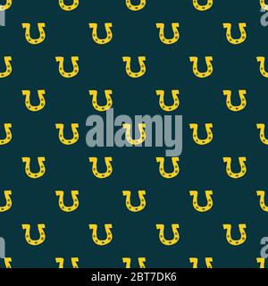 Horseshoe Seamless Pattern, Hand Drawn doodle background. Vector illustration. Stock Vector