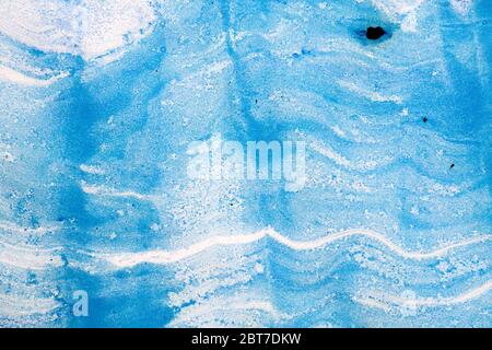 Close up photograph of a hand painted, grungy, abstract painting on paper. Stock Photo