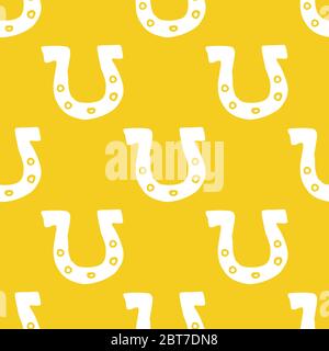 Horseshoe Seamless Pattern, Hand Drawn doodle background. Vector illustration. Stock Vector