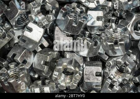 abstract background from hexagonal screw nuts Stock Photo