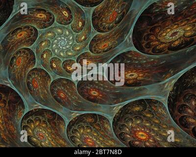 Abstract Ammonite Flame Fractal Art Stock Photo