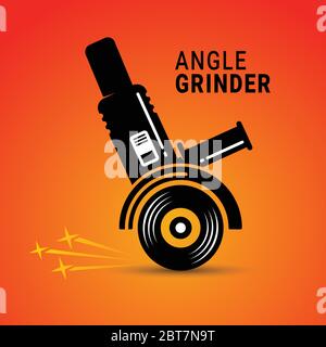 Manual angle grinder vector image. Silhouette of a working angle grinder Stock Vector