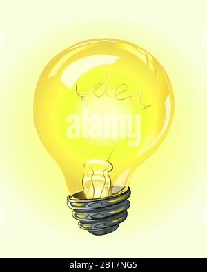 Good Idea Lettering with Bright Light Bulb 1631166 Vector Art at Vecteezy