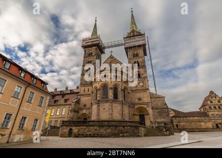 Front view of Bamberg cathedral (Bamberger Dom). UNESCO world heritage site since 1993. The monumental building was in augurated in 1237. Stock Photo