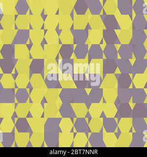 Circles in squares, triangles - geometric mosaic square seamless pattern. Gray and yellow shades of color. Background, texture for paper, textiles