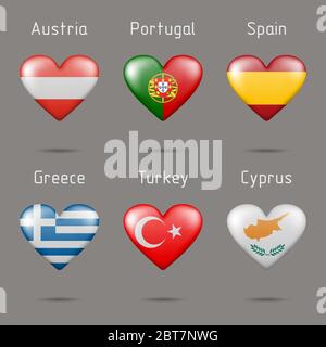 Flags in the shape of a heart Stock Vector