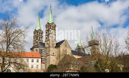 Panorama of Bamberg Cathedral (Bamberger Dom). An UNESCO World Heritage Site since 1993. Popular tourist and travel destination. Stock Photo