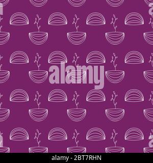 potted plants seamless vector doodle pattern Stock Vector