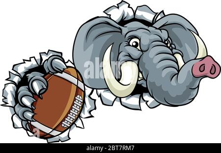 Elephant American Football Ball Sports Mascot Stock Vector