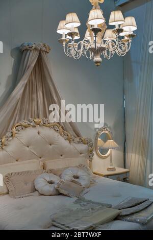 Empty modern elegant bedroom interior in baroque style Stock Photo