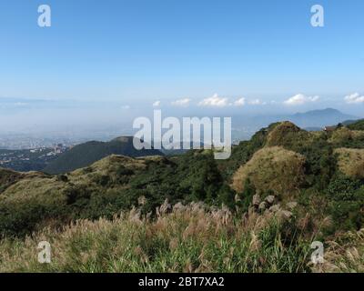 Aerial view of the cityscape from Yangmingshan National Park at Taipei, Taiwan Stock Photo