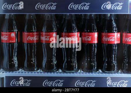 Rivne, Ukraine - 18 February 2020: bottles of Coca Cola drink when in a mini  fridge Stock Photo - Alamy