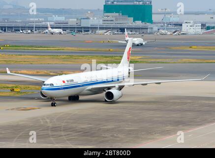 Air China Airbus A330 at Haneda Airport Tokyo Japan. B-5947 airplane from chinese airline. Classic livery. Stock Photo