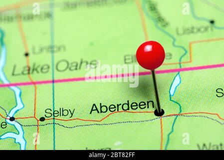 Aberdeen Pinned On A Map Of South Dakota Usa 2bt82ff 