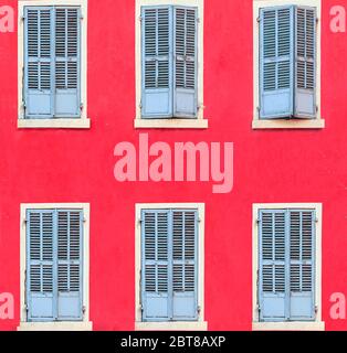 Close up shot of colorful building facade Stock Photo