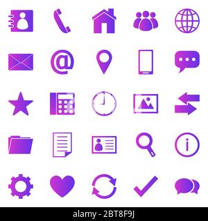 Contact gradient icons on white background, stock vector Stock Vector