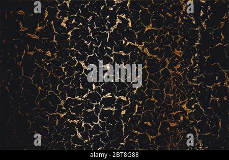 Distressed golden overlay texture of cracked concrete, stone or asphalt. grunge background. abstract halftone vector illustration Stock Vector