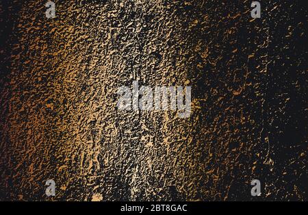 Distressed golden overlay texture of cracked concrete, stone or asphalt. grunge background. abstract halftone vector illustration Stock Vector