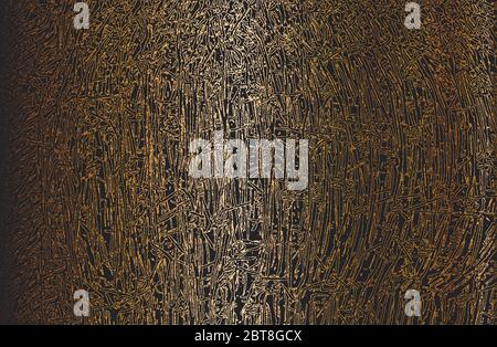 Distressed golden overlay texture of rusted peeled metal. grunge background. abstract halftone vector illustration Stock Vector