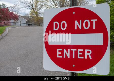 Do not enter traffic street sign in a suburban area Stock Photo