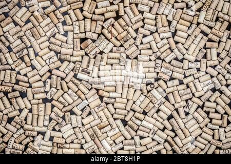 Zagreb, Croatia - 19 March, 2020 : Large group of bottle corks in the shop window. in Zagreb, Croatia. Stock Photo
