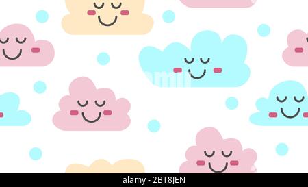 Clouds in sky. Baby seamless clouds pattern. Vector illustration Stock Vector