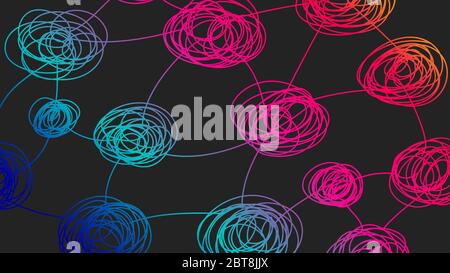 Mind map background. Pattern with tangled tangles. Idea of brainstorm, creative. Backdrop for website Stock Vector