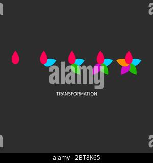 Metaphor of development, growth, transformation, change. Coaching icon. Logo transform Stock Vector