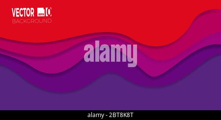 3D abstract background with paper cut shapes. Layered tunnel wave banner with shadows. Vector design for business presentations, flyers, posters Stock Vector