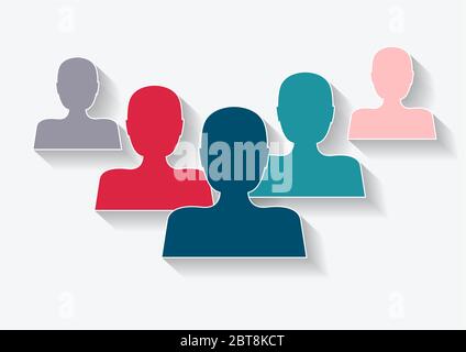 Vector Teamwork sign. Five people in flat design Stock Vector