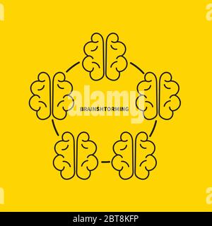 Teamwork idea, brainstorm, business concept. Exchange of experience icon. Team hand drawn logo Stock Vector