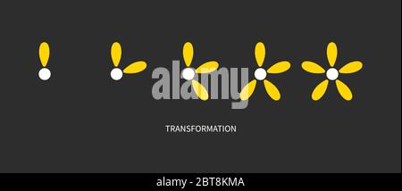 Metaphor of development, growth, transformation, change Coaching icon Logo transform Stock Vector