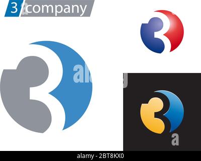 Vector sign spherical number 3 Stock Vector